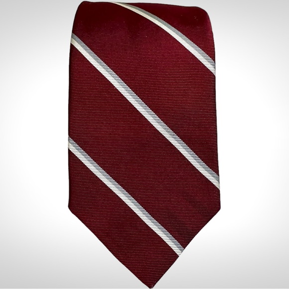 Christian Dior Burgundy Striped Neck Tie - Picture 2 of 8
